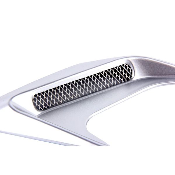 2PCS Plastic Decorative Air Flow Intake Turbo Bonnet Hood Side Vent Grille Cover With Self-adhesive Sticker (Grey) - Image 5
