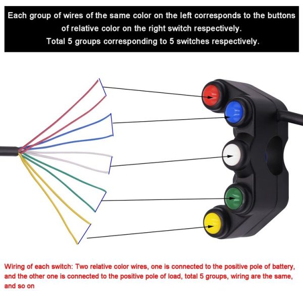Motorcycle Headlight Auxiliary Light Horn Switches Aluminum Alloy Five-position Faucet Switches with Light - Image 6
