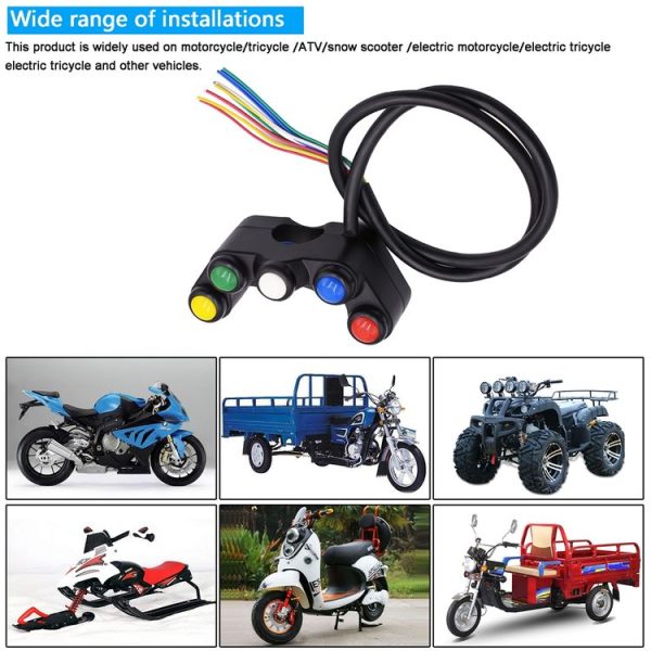 Motorcycle Headlight Auxiliary Light Horn Switches Aluminum Alloy Five-position Faucet Switches with Light - Image 7