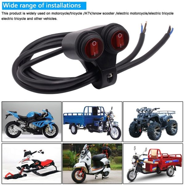 Motorcycle Headlight Auxiliary Light Waterproof Aluminum Alloy Double Flash Switches with Indicator Light - Image 6