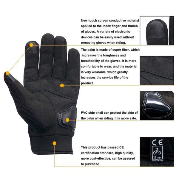 WUPP Motorcycle Gloves Touch Screen Waterproof Breathable Wearable Anti-skid Resistance Summer Winter Full-Finger Protective Gloves, Size: XL - Image 6