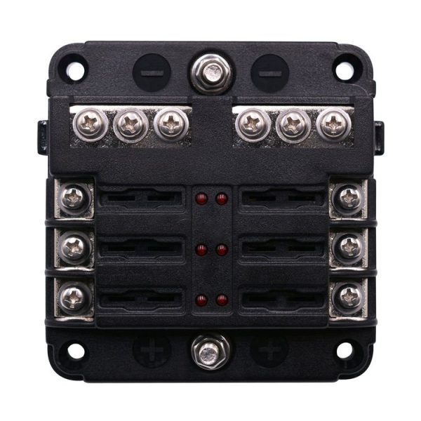 Independent Positive and Negative 1 in 6 Out 6 Way Circuit Blade Fuse Box Fuse Holder Kits with LED Warning Indicator for Auto Car Truck Boat - Image 2