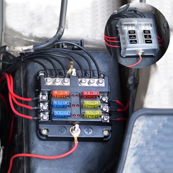 Independent Positive and Negative 1 in 6 Out 6 Way Circuit Blade Fuse Box Fuse Holder Kits with LED Warning Indicator for Auto Car Truck Boat - Image 3