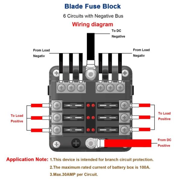 Independent Positive and Negative 1 in 6 Out 6 Way Circuit Blade Fuse Box Fuse Holder Kits with LED Warning Indicator for Auto Car Truck Boat - Image 7