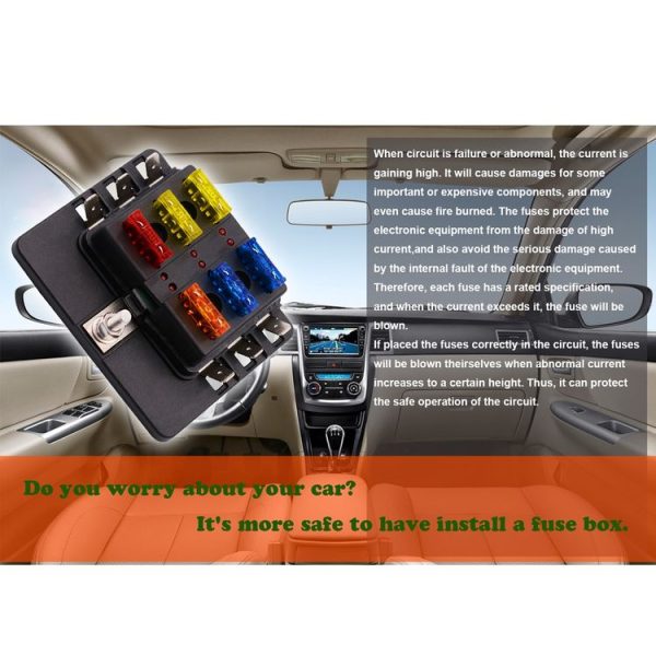 1 in 6 Out Fuse Box PC Terminal Block Fuse Holder Kits with LED Warning Indicator for Auto Car Truck Boat - Image 4