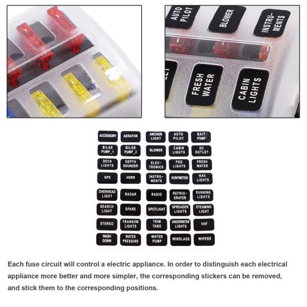 1 in 10 Out Fuse Box Screw Terminal Section Fuse Holder Kits with LED Warning Indicator for Auto Car Truck Boat - Image 11