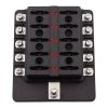 1 in 10 Out Fuse Box Screw Terminal Section Fuse Holder Kits with LED Warning Indicator for Auto Car Truck Boat - Image 3