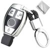 TPU One-piece Electroplating Full Coverage Car Key Case with Key Ring for Mercedes-Benz C (Silver) - Image 2
