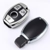 TPU One-piece Electroplating Full Coverage Car Key Case with Key Ring for Mercedes-Benz C (Silver) - Image 3