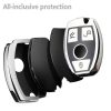 TPU One-piece Electroplating Full Coverage Car Key Case with Key Ring for Mercedes-Benz C (Silver) - Image 4