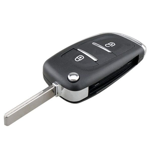 PEUGEOT Car Keys Replacement 2 Buttons Car Key Case with Grooved and Holder