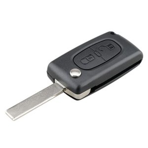 PEUGEOT Car Keys Replacement 2 Buttons Square Car Key Case with Grooved and Holder