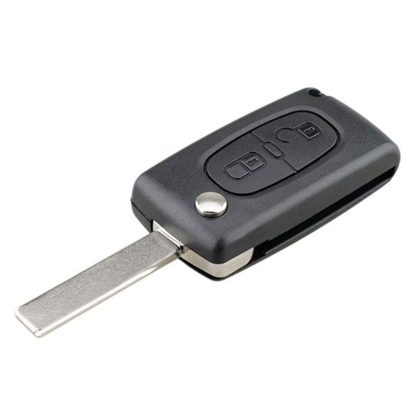 PEUGEOT Car Keys Replacement 2 Buttons Square Car Key Case with Grooved and Holder
