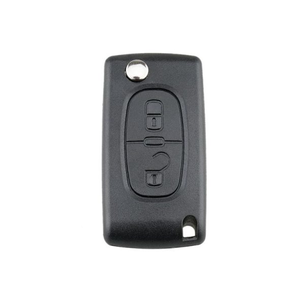 PEUGEOT Car Keys Replacement 2 Buttons Square Car Key Case with Grooved and Holder - Image 2