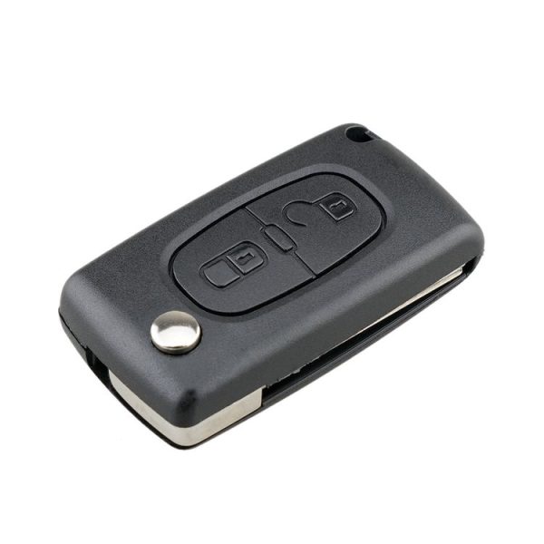 PEUGEOT Car Keys Replacement 2 Buttons Square Car Key Case with Grooved and Holder - Image 3