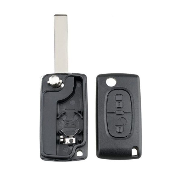 PEUGEOT Car Keys Replacement 2 Buttons Square Car Key Case with Grooved and Holder - Image 8