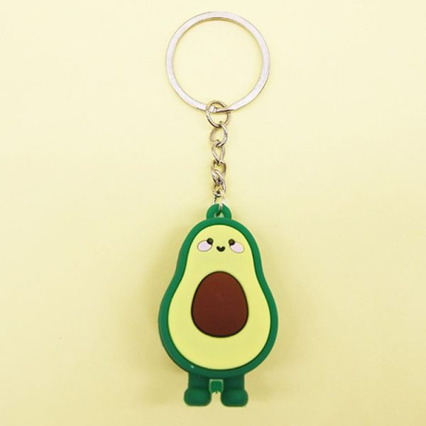 10 PCS Cute Fruit Jewelry Soft Silicone Cartoon Anthropomorphic Avocado Key Ring - Image 2