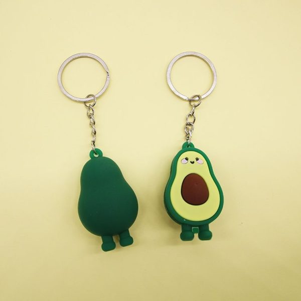 10 PCS Cute Fruit Jewelry Soft Silicone Cartoon Anthropomorphic Avocado Key Ring - Image 3