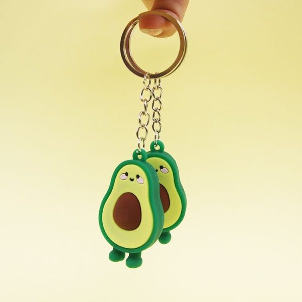 10 PCS Cute Fruit Jewelry Soft Silicone Cartoon Anthropomorphic Avocado Key Ring - Image 4