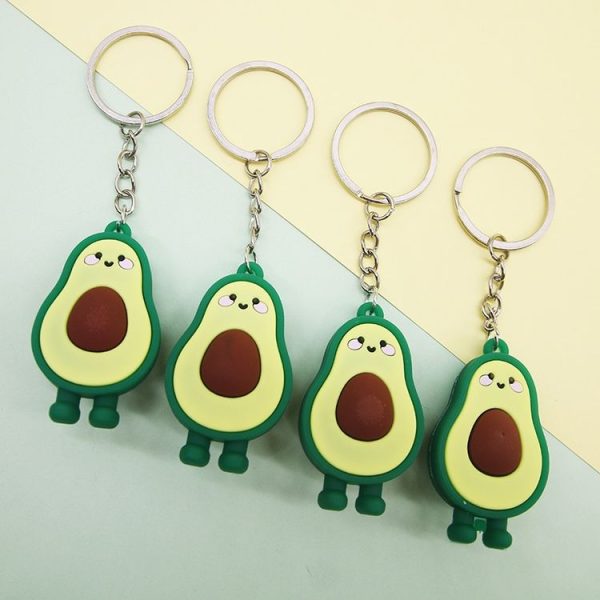 10 PCS Cute Fruit Jewelry Soft Silicone Cartoon Anthropomorphic Avocado Key Ring - Image 5