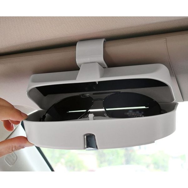 Car Multi-functional Glasses Case Sunglasses Box with Card Slot, Flat Style (Grey) - Image 11