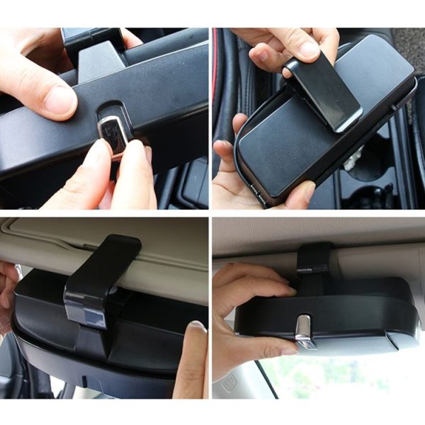 Car Multi-functional Glasses Case Sunglasses Box with Card Slot, Flat Style (Grey) - Image 9