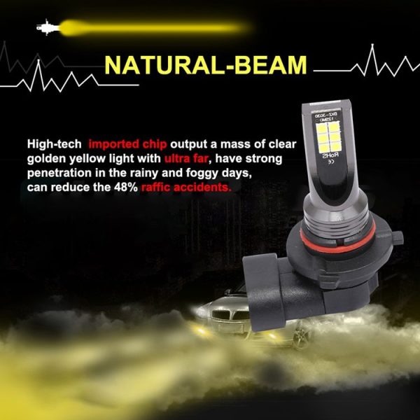 2 PCS 9006 DC12V-24V / 12W / 3000K / 800LM 12LEDs SMD-3030 Car LED Fog Light (Yellow Light) - Image 6