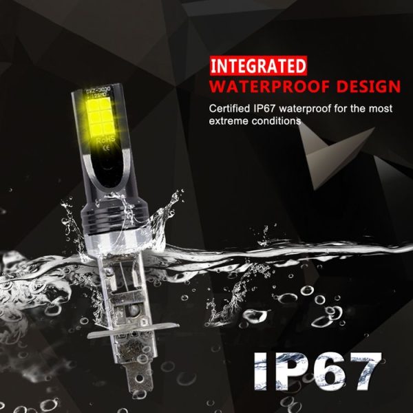 2 PCS H1 DC12V-24V / 12W / 3000K / 800LM 12LEDs SMD-3030 Car LED Fog Light (Yellow Light) - Image 11