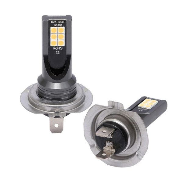 2 PCS H7 DC12V-24V / 12W / 3000K / 800LM 12LEDs SMD-3030 Car LED Fog Light (Yellow Light) - Image 2