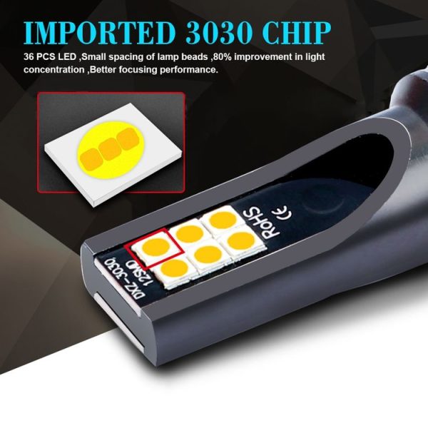 2 PCS H7 DC12V-24V / 12W / 3000K / 800LM 12LEDs SMD-3030 Car LED Fog Light (Yellow Light) - Image 3