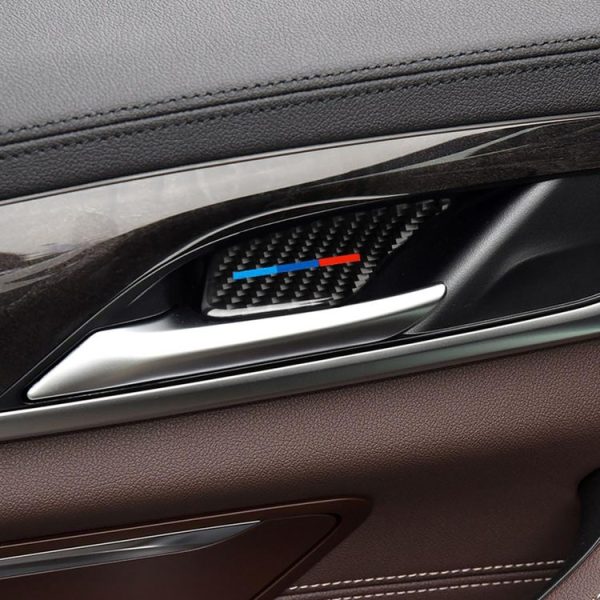 4 PCS Car Tricolor Carbon Fiber Door Inner Handle Wrist Panel Decorative Sticker for BMW 5 Series G38 528Li / 530Li / 540Li 2018 - Image 6