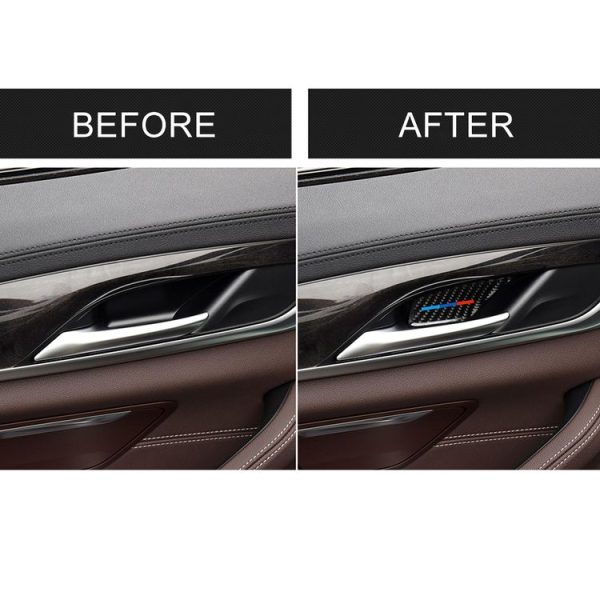 4 PCS Car Tricolor Carbon Fiber Door Inner Handle Wrist Panel Decorative Sticker for BMW 5 Series G38 528Li / 530Li / 540Li 2018 - Image 7