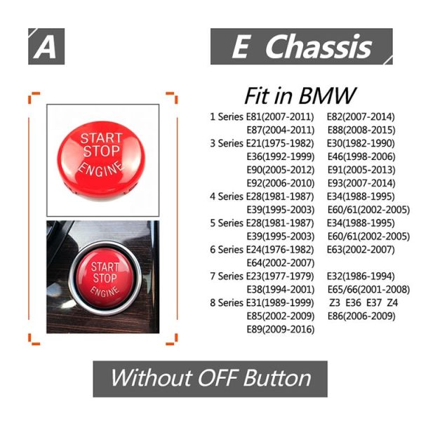 Car Engine Start Key Push Button Cover for BMW E90 Chassis (Red) - Image 5