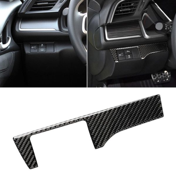 Car Carbon Fiber Headlight Switch Panel Decorative Sticker for Honda Tenth Generation Civic 2016-2019, Left Drive