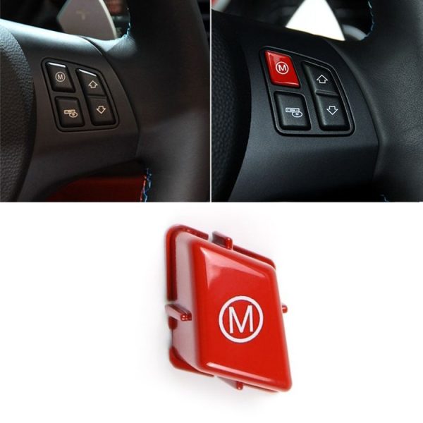 Wheel M Fashion Button Switch Trim Cover for BMW 3 series E90 E92 E93 M3 2007-2013 (Red)