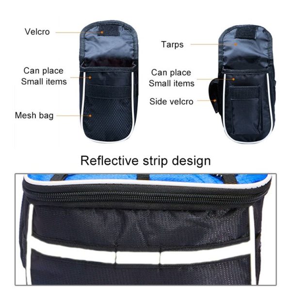 Bicycle Phone Bags Mountain Road Bike Front Head Bag Handlebar Bag (Blue) - Image 5