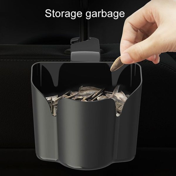 Car Back Seat Hook Trash Rubbish Garbage Can Mobile Phone Holder Storage Box (Brown) - Image 4