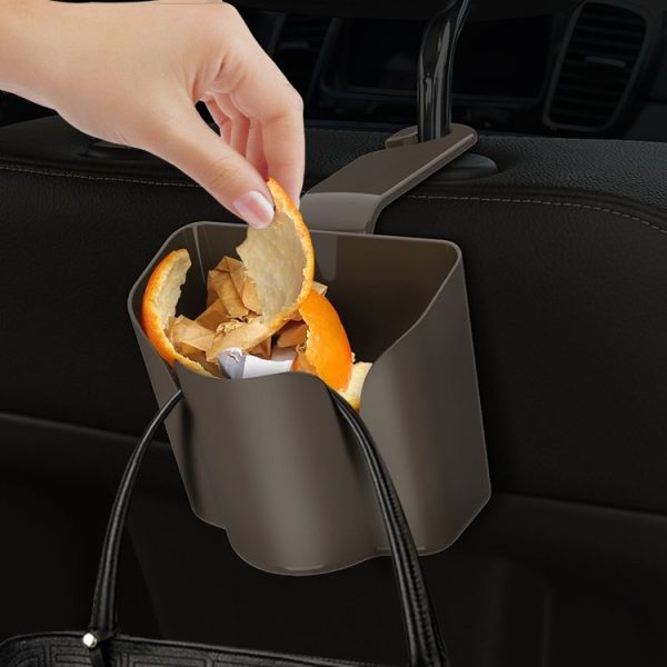 Car Back Seat Hook Trash Rubbish Garbage Can Mobile Phone Holder Storage Box (Brown) - Image 7