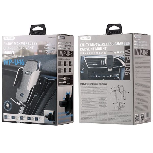 WK WP-U46 Max Wireless Charger Car Air Outlet Mobile Phone Holder Bracket - Image 3
