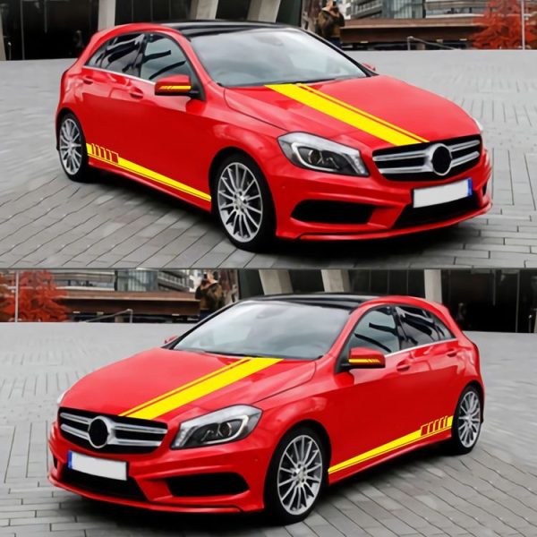 5 in 1 Car Styling Stripe Hood PVC Sticker Auto Decorative Sticker (Yellow) - Image 4