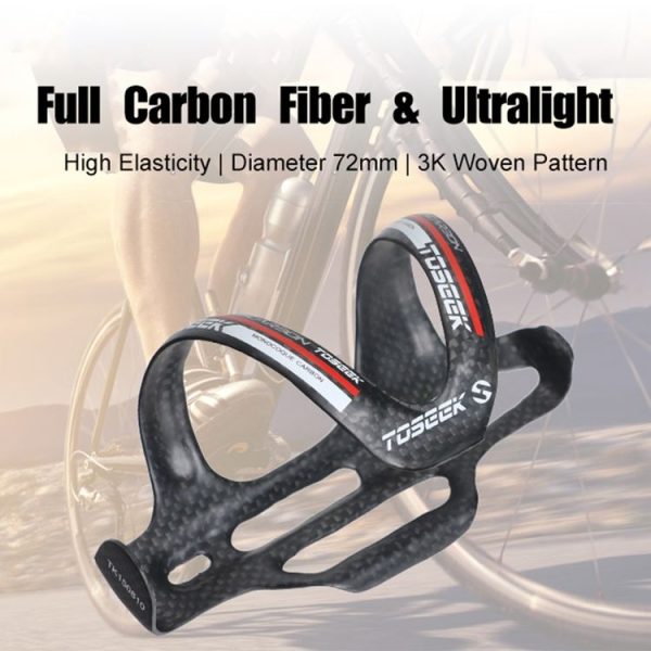 TOSEEK Gloss Full Carbon Fiber Road Bicycle Water Bottle Holder (Red) - Image 3
