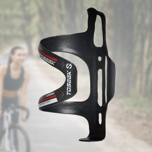 TOSEEK Gloss Full Carbon Fiber Road Bicycle Water Bottle Holder (Red) - Image 4