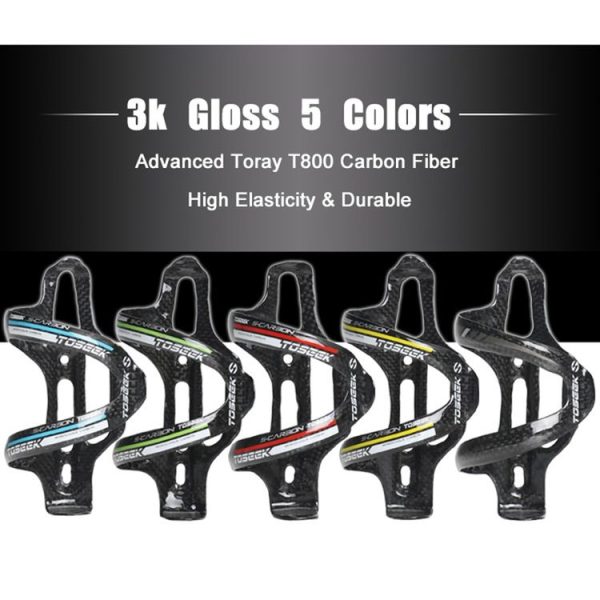 TOSEEK Gloss Full Carbon Fiber Road Bicycle Water Bottle Holder (Red) - Image 6