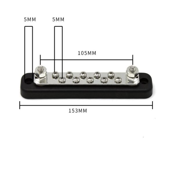 10 Way Power Distribution Bus Bar 10-bit Single Distribution Box for Car / RV / Boat - Image 4