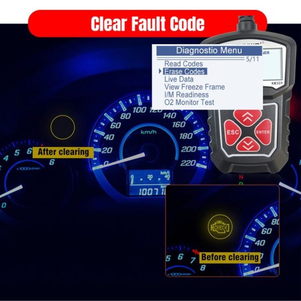 KONNWEI KW309 V309 V310 MS309 Code Reader OBD2 Scanner Diagnostic Tool (Black) - Image 14
