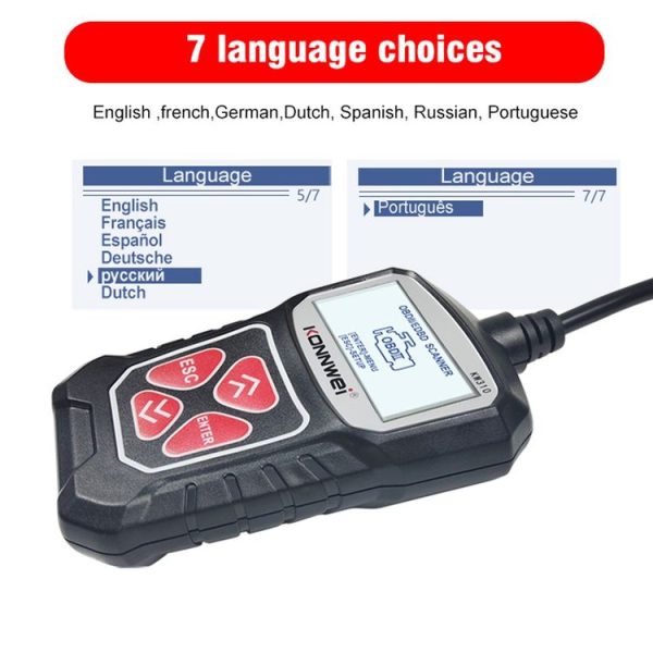 KONNWEI KW310 OBD Car Fault Detector Code Reader ELM327 OBD2 Scanner Diagnostic Tool (Black) - Image 12