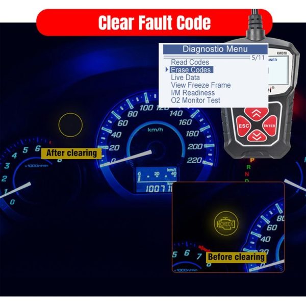 KONNWEI KW310 OBD Car Fault Detector Code Reader ELM327 OBD2 Scanner Diagnostic Tool (Black) - Image 13