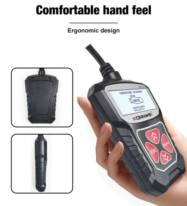 KONNWEI KW310 OBD Car Fault Detector Code Reader ELM327 OBD2 Scanner Diagnostic Tool (Black) - Image 14