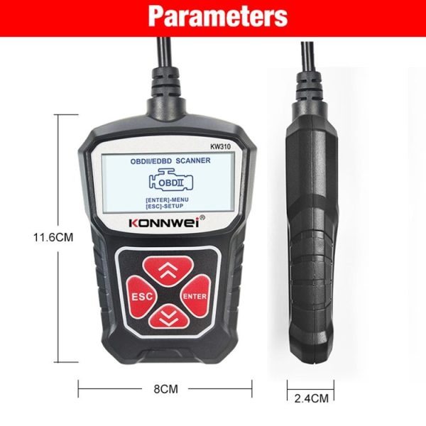 KONNWEI KW310 OBD Car Fault Detector Code Reader ELM327 OBD2 Scanner Diagnostic Tool (Black) - Image 16