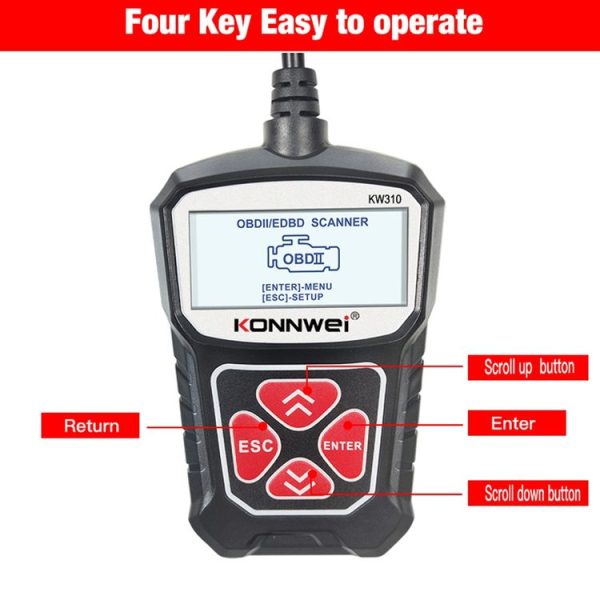 KONNWEI KW310 OBD Car Fault Detector Code Reader ELM327 OBD2 Scanner Diagnostic Tool (Black) - Image 8